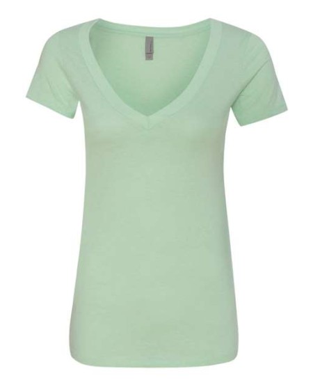 Next Level 6640 Women's CVC Deep V-Neck T-Shirt – 4.3 oz. 60/40 Combed Cotton/Poly Women's CVC Deep V Tee | S–2XL