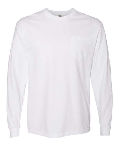 Comfort Colors 4410 Garment-Dyed Heavyweight Long Sleeve Pocket T-Shirt – Unisex 6.1 oz. Cotton | S–3XL