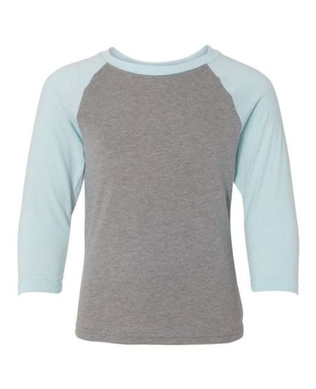 Next Level 3352 Youth CVC Three-Quarter Sleeve Raglan T-Shirt – Youth 4.3 oz./yd², 60/40 combed ring-spun cott | XS–XL