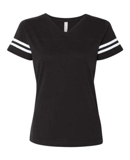 LAT 3537 Women's Football V-Neck Fine Jersey Tee – Women's 4.5 oz./yd² Short-Sleeve T-Shirt | XS–3XL