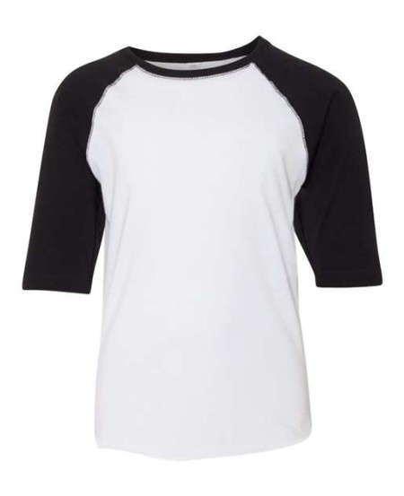 LAT 6130 Youth Baseball Fine Jersey Three-Quarter Sleeve Tee – Youth 4.5 oz./yd² Three-Quarter Sleeve Baseball Tee | XS–XL (Youth)