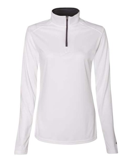 Badger 4103 Women's B-Core Quarter-Zip Pullover – 3.5 oz. 100% Polyester Thumbhole Cuff Pullover | XS–2XL