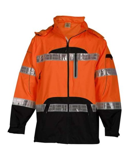 Kishigo RWJ106-107 Unisex Premium Black Series Rainwear Jacket – Unisex Rainwear Jacket | S/M–4/5XL (dual sizes) | ANSI 107 Type R Class 3