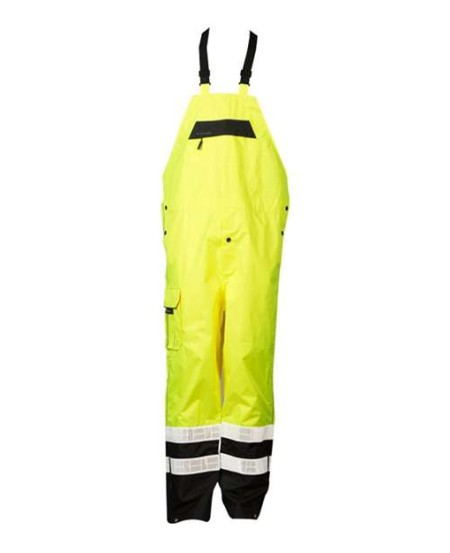Kishigo RWB106-107 Unisex Premium Black Series Rainwear Bib – Unisex Rainwear Bib | S/M–4/5XL (dual sizes) | ANSI/ISEA 107 Class E