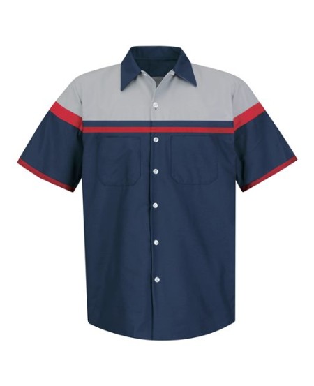 Red Kap SP24AC Men's Performance Tech Shirt – 4.25 oz. 65/35 Poplin, Color-Block, Touchtex | Short Sleeve