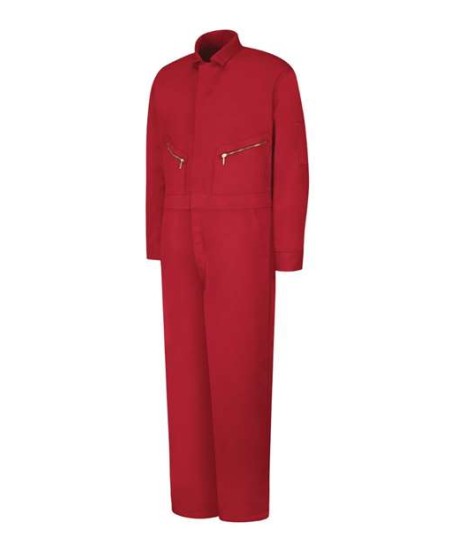 Red Kap CC18 Men's Zip-Front Cotton Coverall – 8.5 oz. 100% Cotton Twill, Zip Chest Pockets, Take-Up Leg Snaps