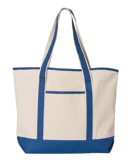 Q-Tees Q1500 34.6L Large Canvas Deluxe Tote – 12 oz. Heavy Cotton Canvas with Interior Zippered Pocket