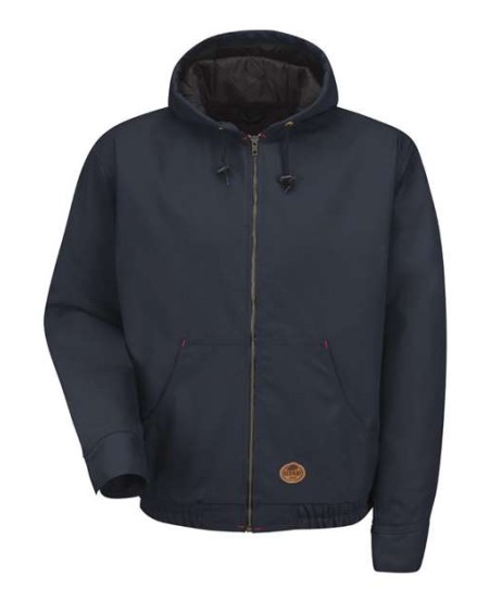 Red Kap JD20 Men's Blended Duck Zip-Front Hooded Jacket – 10 oz. 65/35 Duck, Insulated | S–4XL