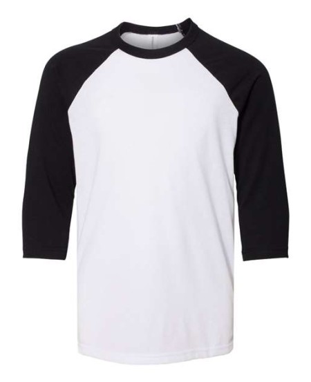 BELLA + CANVAS 3200Y Youth Three-Quarter Sleeve Baseball Tee – 3.6 oz. 52/48 Cotton/Poly Contrast Raglan Baseball Tee | Youth S–L
