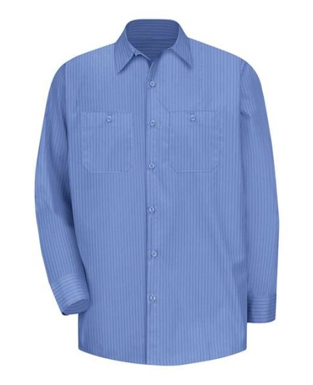 Red Kap SB12 Men's Broadcloth Shirt – 4.25 oz. 65/35 Poly/Cotton Broadcloth, Industrial Stripe, Touchtex | Multiple Colors