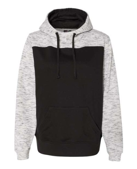J. America 8676 Men's Mélange Fleece Colorblocked Hooded Sweatshirt – 7.3 oz. Men's Pullover hoodie | S–3XL