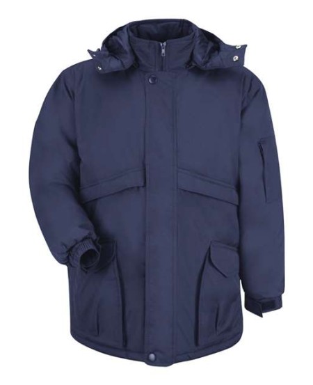 Red Kap JP70 Men's Heavyweight Parka Jacket – 6 oz. 65/35 Poplin Shell, Insulated, Detachable Hood | S–3XL