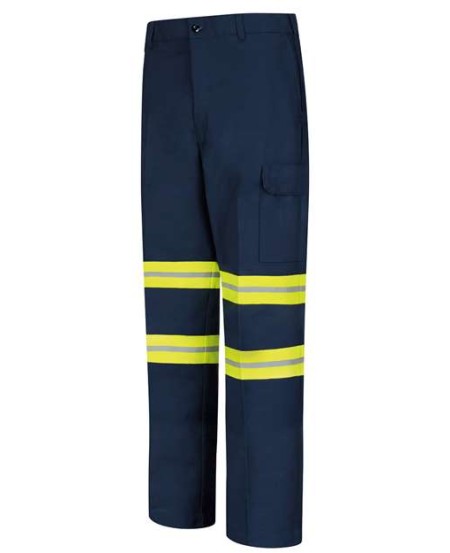 Red Kap PT88E Men's Enhanced Visibility Industrial Cargo Pants – 7.5 oz. 65/35 Twill, Reflective Trim | Navy