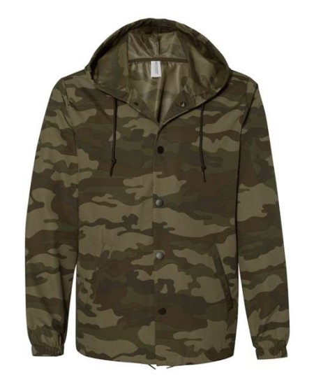 Independent Trading Co. EXP95NB Men's Water-Resistant Hooded Windbreaker –  Men's Snap-front hooded windbreaker | XS–3XL