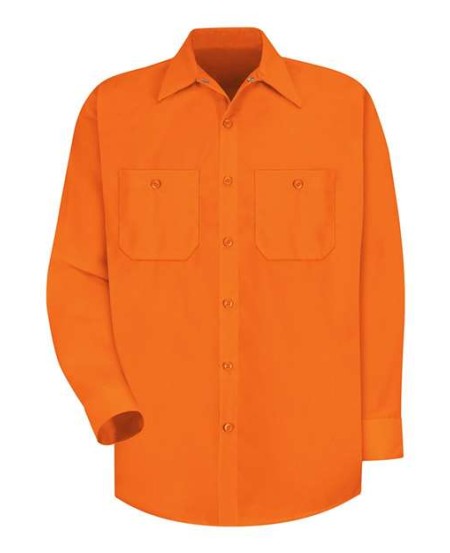 Red Kap SS14T Men's Tall Enhanced Visibility Long Sleeve Work Shirt – 5 oz. 100% Polyester Hi-Vis | LT–2XLT