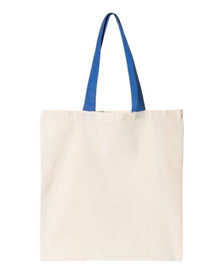 OAD OAD105 Contrast-Color Handle Tote – 6 oz. 100% Cotton Contrast-Handle Canvas Tote | One Size