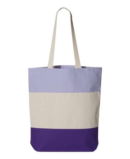 Q-Tees Q125900 11L Tri-Color Canvas Tote – 12 oz. Heavy Cotton Canvas with Contrast Nylon Handles
