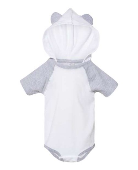 Rabbit Skins 4417 Infant Fine Jersey Raglan Bodysuit with Hood & Ears – 4.5 oz. CRSC Fine Jersey | NB–18M