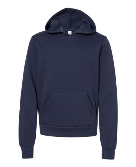 BELLA + CANVAS 3719Y Youth Sponge Fleece Hoodie Sweatshirt – 7 oz. 52/48 Airlume Cotton/Poly Fleece Youth Pullover Hoodie | S–L