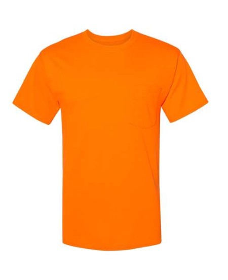 Hanes W110 Workwear Pocket T-Shirt – Unisex 5.3 oz. 65/35 Poly/Cotton Tee with Chest Pocket & UPF 50+ | S–4XL