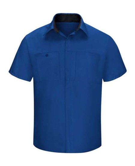 Red Kap SY42 Men's Performance Plus Short Sleeve Shirt with OilBlok – 4.25 oz. Ripstop + Stretch Knit Panels | S–5XL