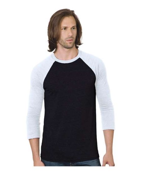 Bayside 9525 Triblend Three-Quarter Sleeve Raglan T-Shirt – Unisex 4.2 oz. 50/38/12 Poly/Cotton/Rayon Raglan Tee | S–3XL