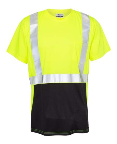Kishigo 9162 Unisex Black Bottom Class 2 T-Shirt – Unisex Short-Sleeve Hi-Vis T-Shirt | M–5XL | ANSI/ISEA 107-2015/2020 Type R Class 2
