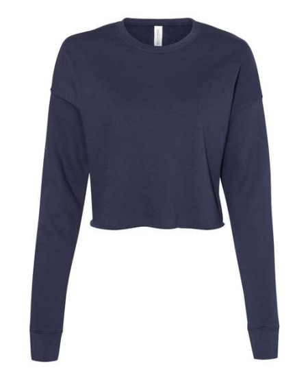 BELLA CANVAS 7503 Women's Crop Fleece Crewneck Sweatshirt – 8 oz. 52/48 Airlume Cotton/Poly Cropped Crewneck Fleece with Raw Hem and Dropped Shoulder