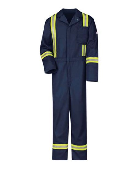 Bulwark CECT Men's Classic Coverall with Reflective Trim – EXCEL FR 9 oz. 100% Cotton with 360° Visibility Striping