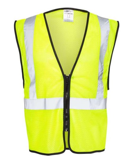 Kishigo 1547-1548 Unisex Zippered Mesh Economy Class 2 Vest – Unisex Safety Vest | S/M–4/5XL (dual sizes) | ANSI 107 Type R Class 2