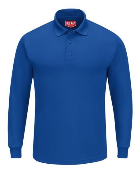 Red Kap SK6L Men's Long Sleeve Performance Knit Polo – 4.5 oz. 100% Polyester Micro-Mesh, Moisture Wicking | Multiple Colors