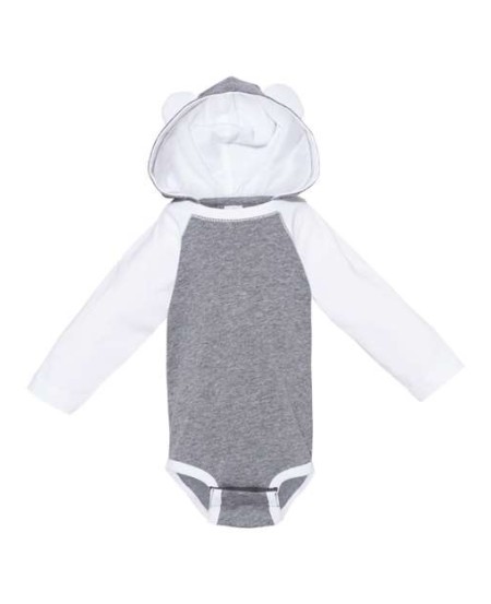 Rabbit Skins 4418 Infant Fine Jersey Character Hooded Long Sleeve Bodysuit with Ears – 4.5 oz. CRSC | NB–18M