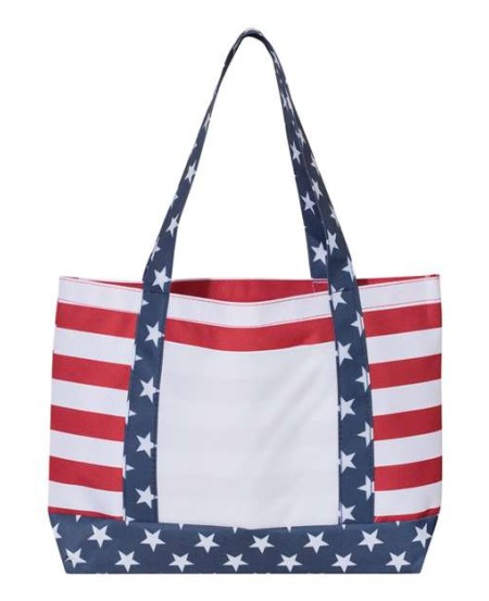 OAD OAD5052 Americana Beach Tote – 600D Stars and Stripes Gusseted Beach Tote | 18