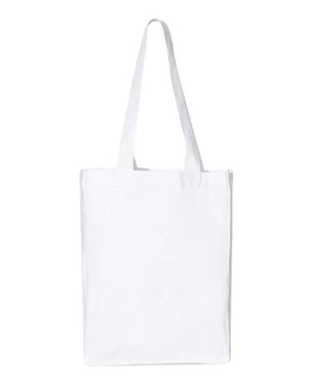Q-Tees Q1000 12L Gussetted Shopping Bag – 12 oz. Heavy Cotton Canvas Tote with Self-Fabric Handles