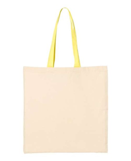 Q-Tees QTB6000 Economical Canvas Tote with Contrast-Color Handles – 6 oz. 100% Cotton Tote | 23