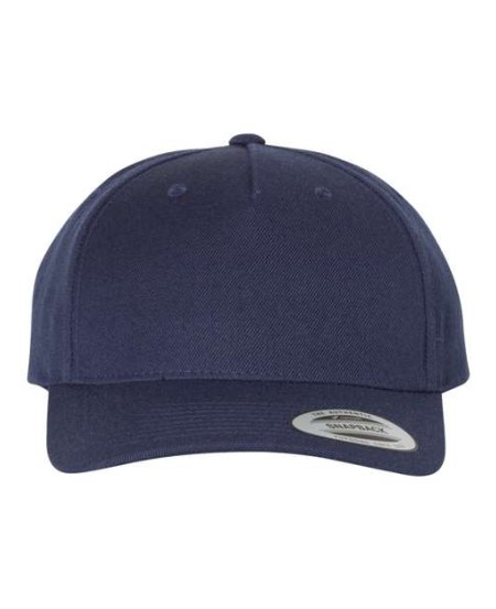YP Classics 5789M Premium Five-Panel Curved Bill Snapback Cap – 80/20 Acrylic/Wool Curved Visor