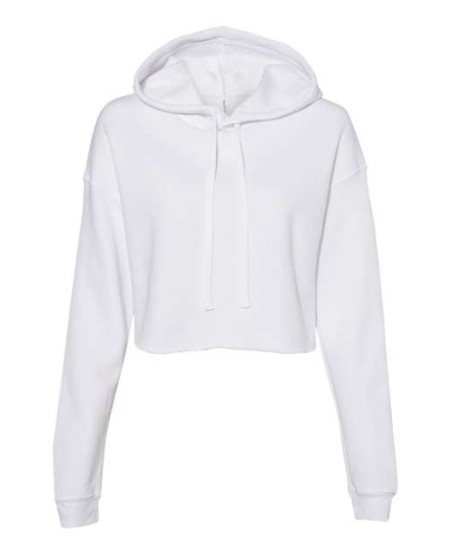 BELLA CANVAS 7502 Women's Crop Fleece Hoodie Sweatshirt – 8 oz. 52/48 Airlume Cotton/Poly Cropped Fleece Hoodie with DTM Drawcord and Raw Hem