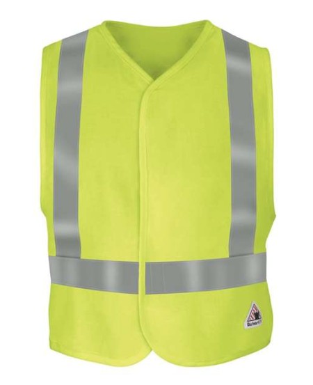 Bulwark VMV4HV Men's Hi-Vis FR Safety Vest – CoolTouch 2 7 oz. 48/37/15 Modacrylic/Lyocell/Aramid | ATPV 9 CAT 2 ANSI Class 2