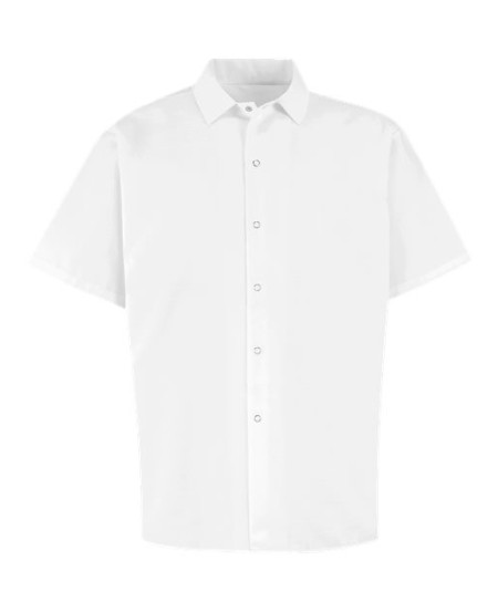 Chef Designs 5035 100% Spun Polyester Cook Shirt - Plain Weave Pocketless Gripper-Front Long Cook Shirt | XS-5XL