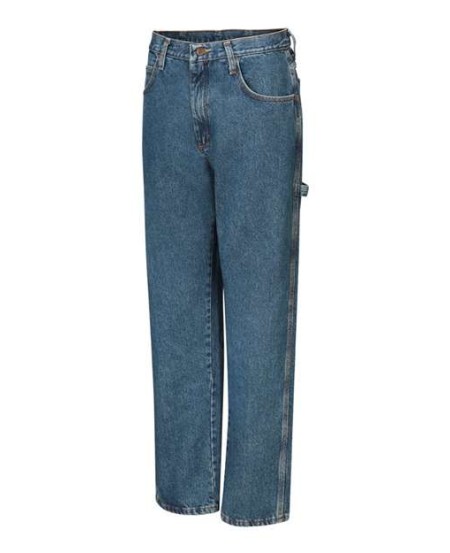 Red Kap PD80 Men's Loose Fit Dungaree Pant – 13.5 oz. 100% Cotton Heavyweight Denim, Rule Pocket, Hammer Loop