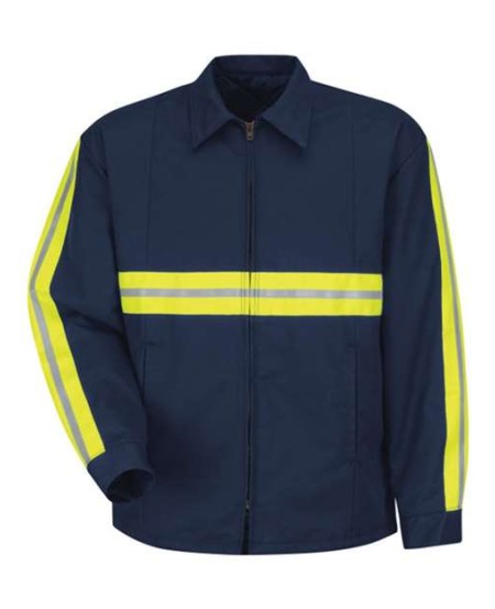 Red Kap JT50ENT Men's Tall Enhanced Visibility Perma-Lined Panel Jacket – Reflective Insulated | Tall Sizes