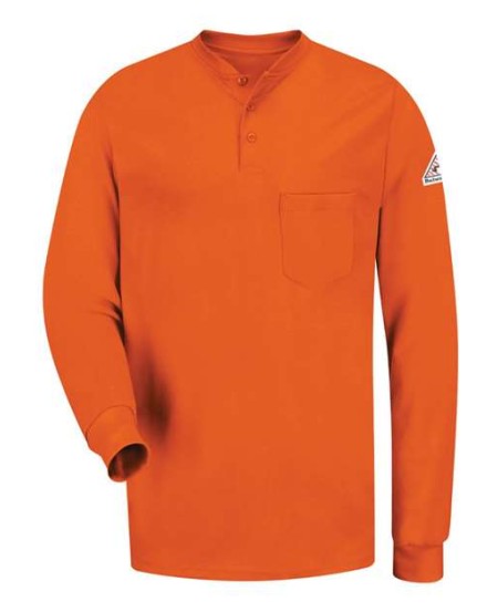 Bulwark SEL2 Men's FR Tagless Long Sleeve Henley Shirt – EXCEL FR 7.25 oz. 100% Cotton Interlock | ATPV 9.6 cal/cm² CAT 2