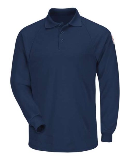 Bulwark SMP2 Men's CoolTouch® 2 FR Classic Long Sleeve Polo – 6.5 oz. Swiss Pique 45/35/20 Modacrylic/Lyocell/Aramid | EBT 8.2 CAT 2