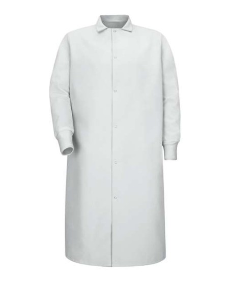 Red Kap KS60 Unisex Gripper-Front Pocketless Butcher Coat – 100% Spun Polyester, Knit Cuffs | 4 Colors