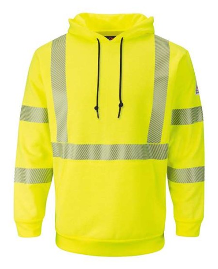 Bulwark SMH4 Men's Hi-Vis FR Pullover Hooded Sweatshirt – 10.5 oz. 67/29/4 Modacrylic/Cotton/Polyester | ATPV 20 CAT 2 ANSI Class 3
