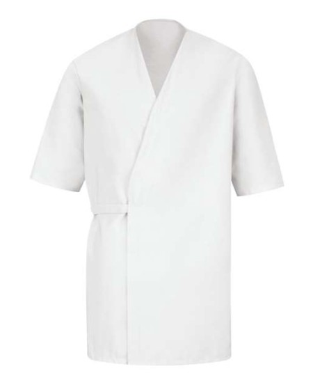 Red Kap WP18 Men's Collarless Poplin Butcher Wrap - 80/20 Poly/Cotton, 3/4 Sleeve Pocketless | 37