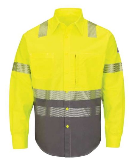 Bulwark SLB4HT Men's Tall Hi-Vis Color Block FR Uniform Shirt – Westex Ultrasoft 7 oz. | ATPV 8.6 CAT 2 ANSI Class 3 Tall