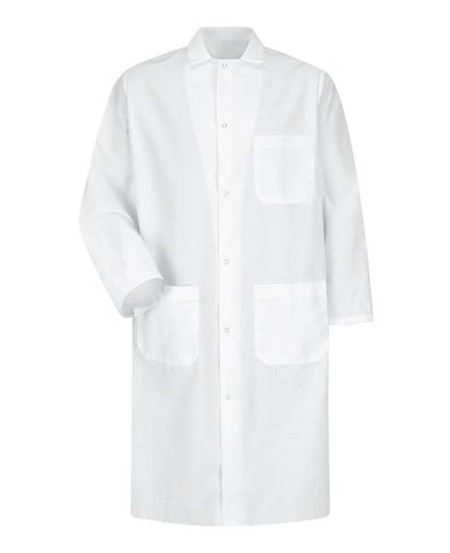 Red Kap KS64 Unisex Butcher Coat – 100% Spun Polyester, Interior Chest Pocket, 6-Gripper, Side Vents