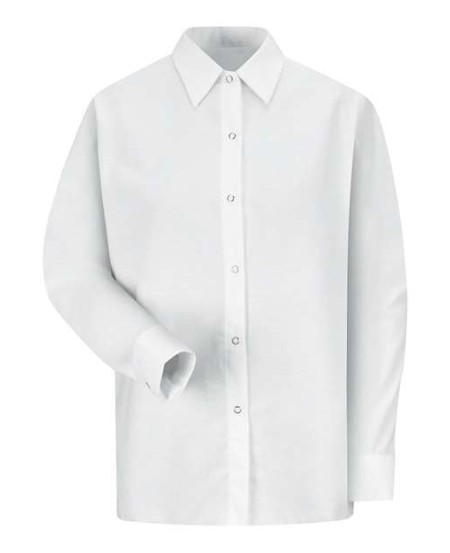 Red Kap SP15 Women's Long Sleeve Specialized Pocketless Poplin Work Shirt – 4.25 oz. 65/35, Gripper, Food Processing