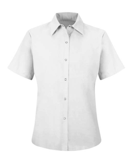 Red Kap SP25 Women's Short Sleeve Specialized Pocketless Work Shirt – 4.25 oz. 65/35, Gripper, Food Processing